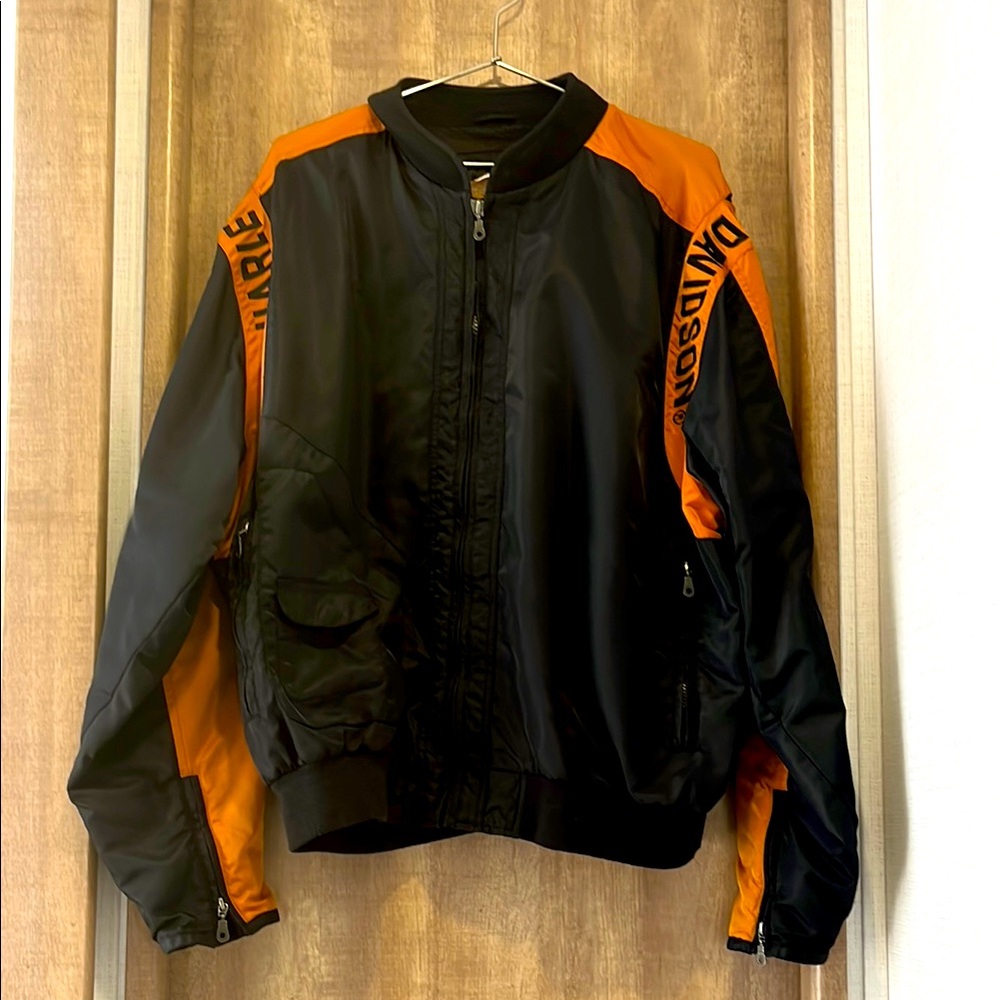 Harley-Davidson Black and Orange Bomber Jacket size XX-Large